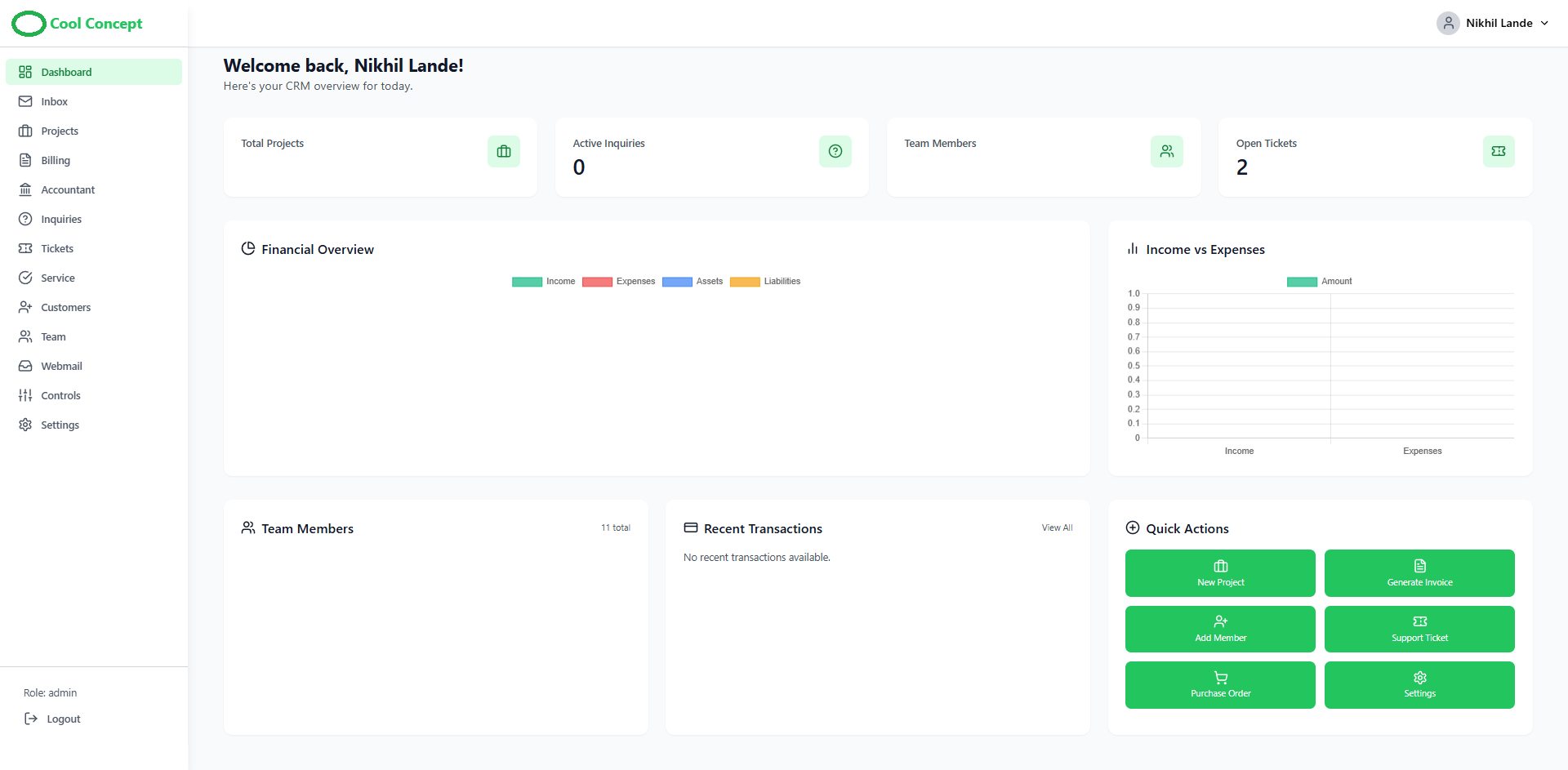 Cool Concept CRM Dashboard